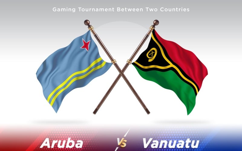 Aruba versus Vanuatu Two Flags Illustration