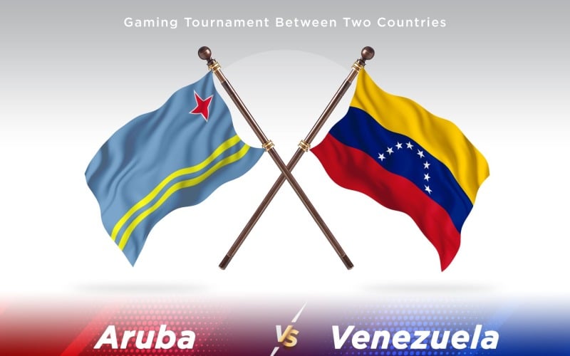 Aruba versus Venezuela Two Flags Illustration