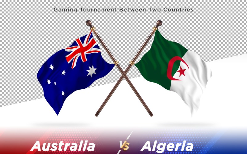 Australia versus Algeria Two Flags Illustration