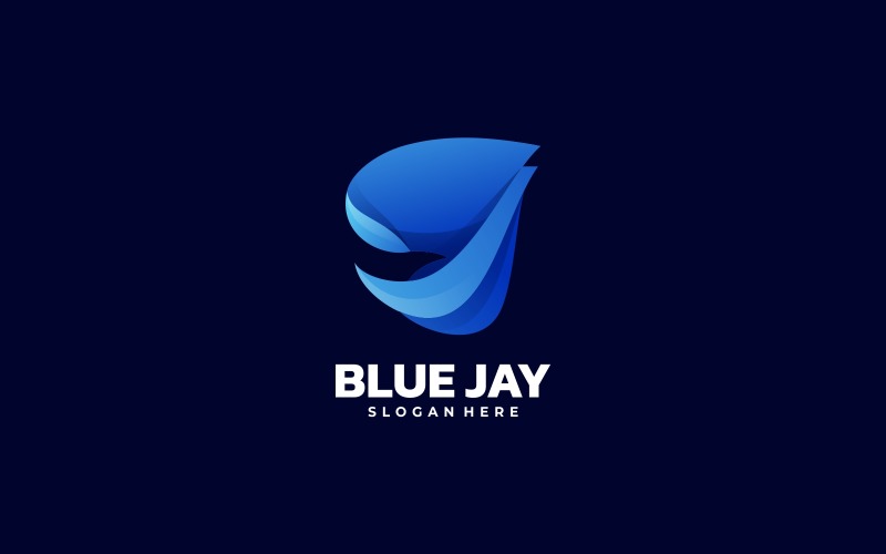 Blue Jay Bird Gradient Logo Style Logo Template
