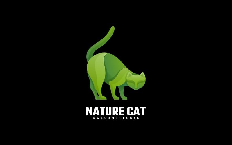 Nature Cat Gradient Logo Style Logo Template