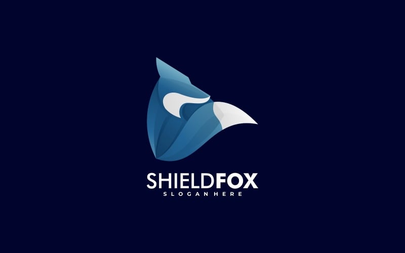 Shield Fox Gradient Logo Style Logo Template
