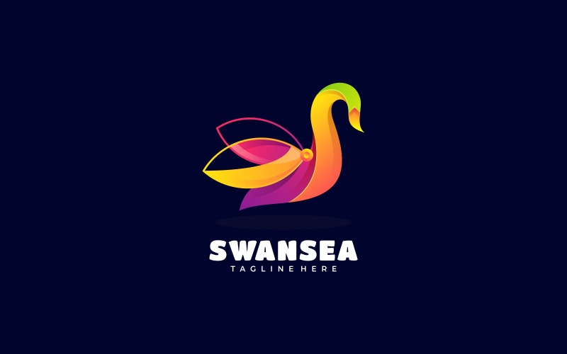Swan Sea Gradient Colorful Logo Logo Template