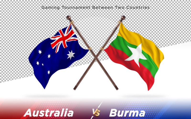 Australia versus Burma Two Flags Illustration