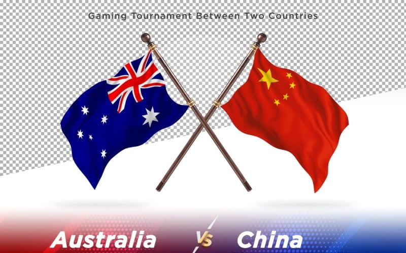 Australia versus China Two Flags Illustration