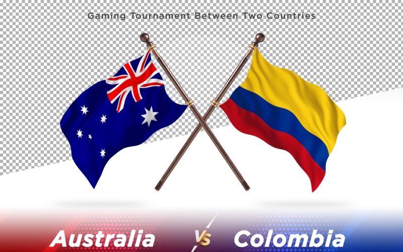 Australia versus Colombia Two Flags Illustration
