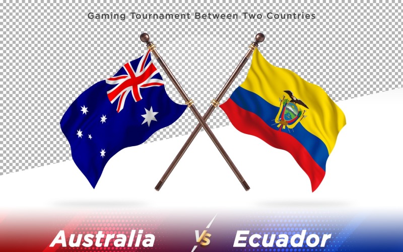 Australia versus Ecuador Two Flags Illustration