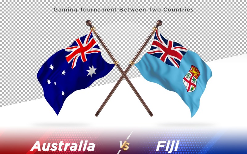 Australia versus Fiji Two Flags Illustration