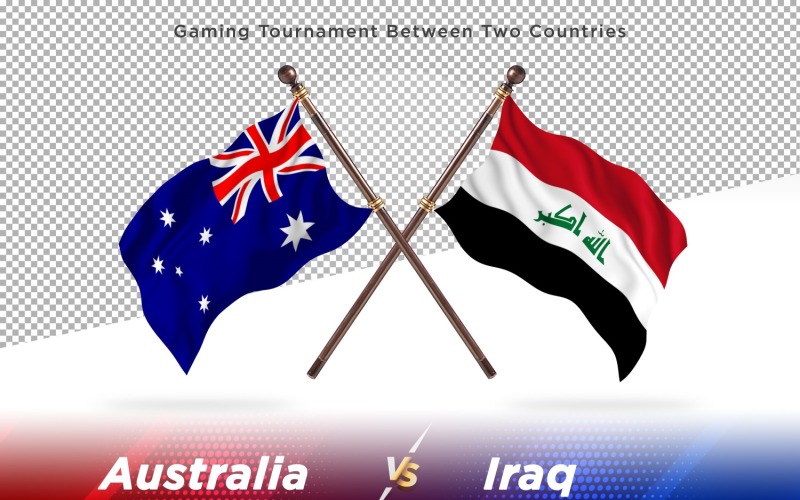 Australia versus Iraq Two Flags Illustration