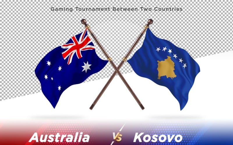 Australia versus Kosovo Two Flags Illustration