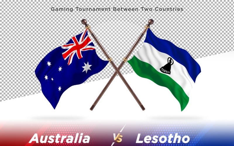 Australia versus Lesotho Two Flags Illustration
