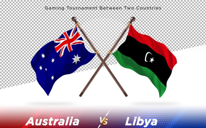 Australia versus Libya Two Flags Illustration