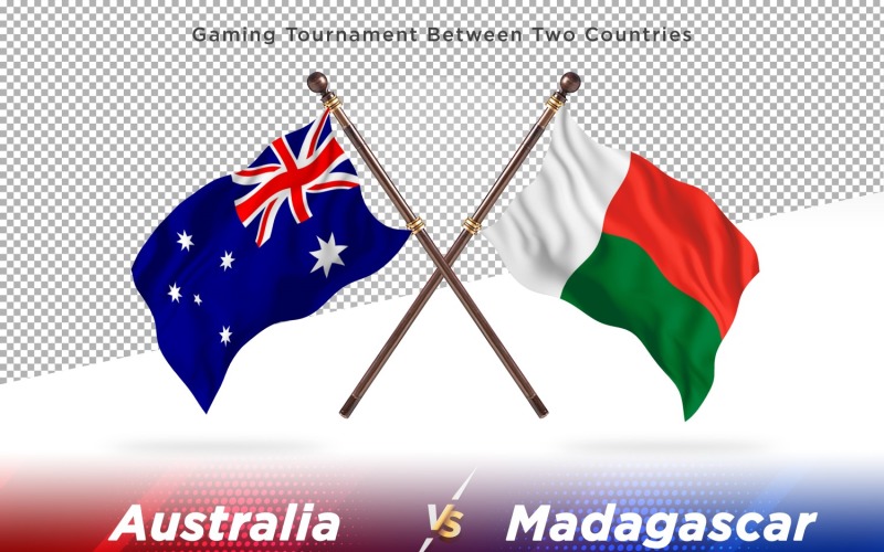 Australia versus Madagascar Two Flags Illustration