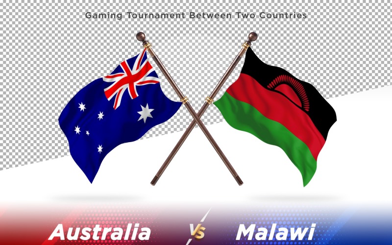 Australia versus Malawi Two Flags Illustration