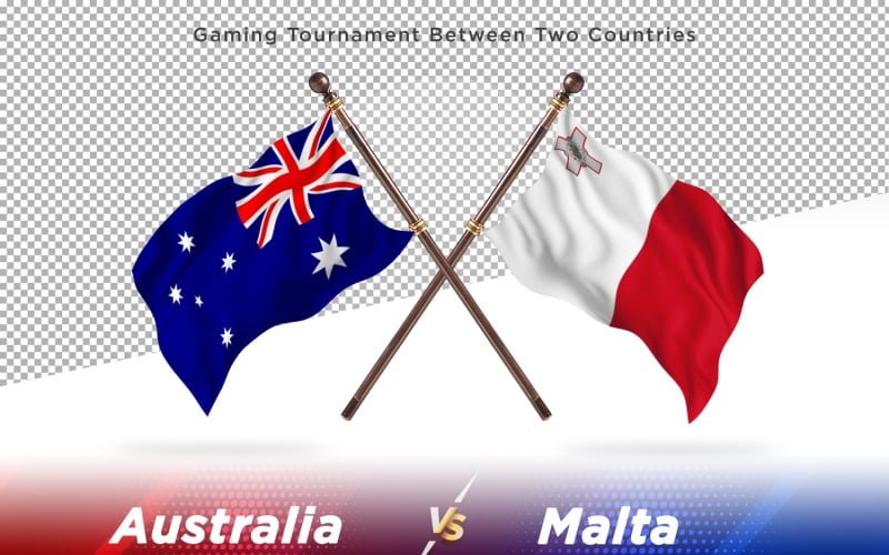 Australia versus Malta Two Flags Illustration