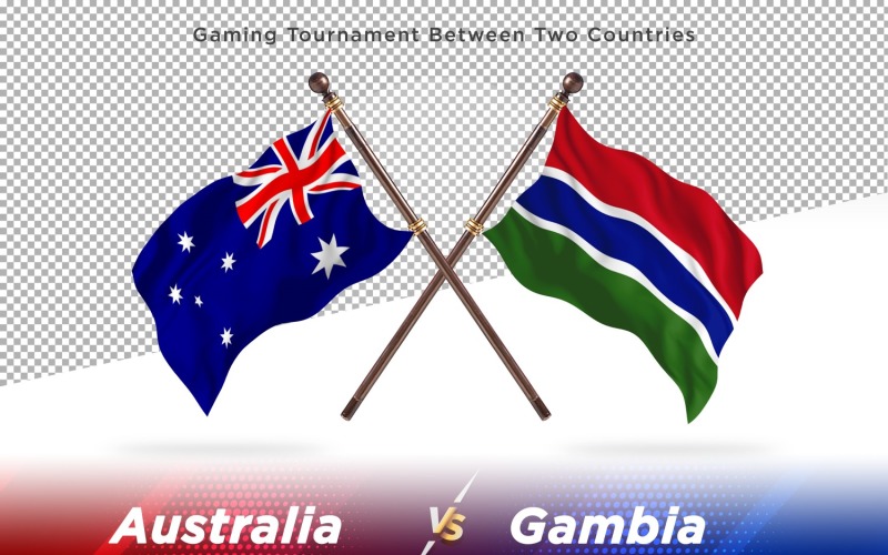 Australia versus The Gambia Two Flags Illustration