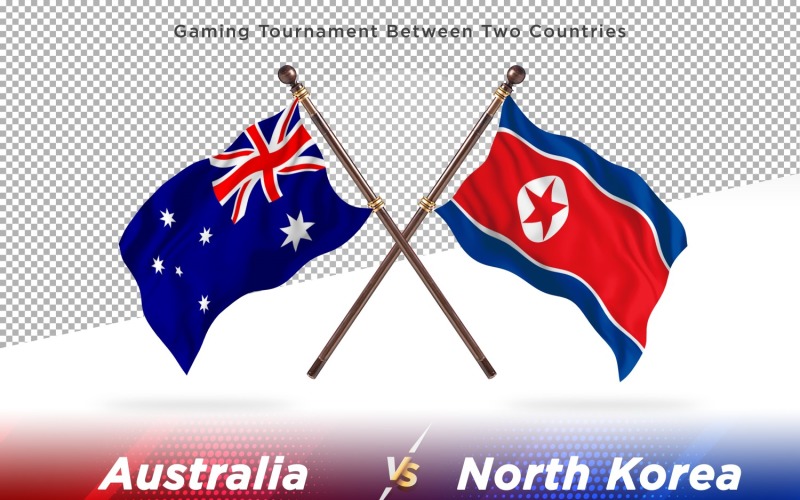 Australia versus north Korea Two Flags Illustration