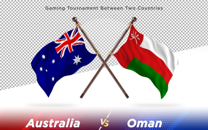 Australia versus Oman Two Flags Illustration