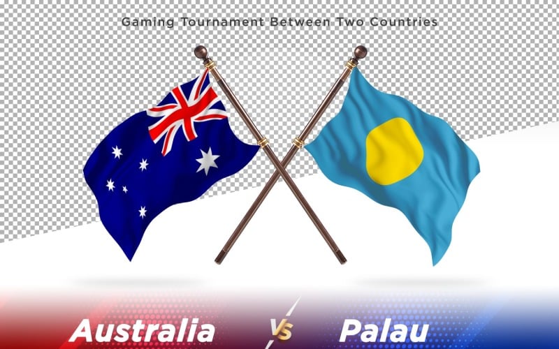 Australia versus Palau Two Flags Illustration