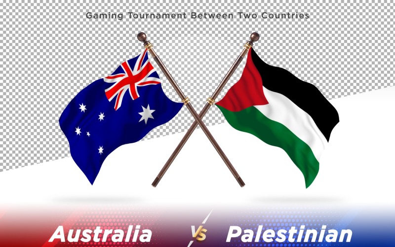 Australia versus Palestinian Two Flags Illustration