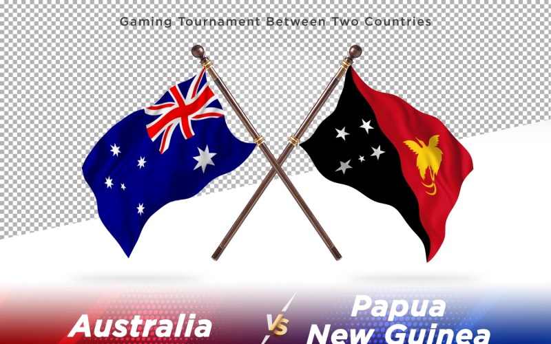 Australia versus Papua New Guinea Two Flags Illustration