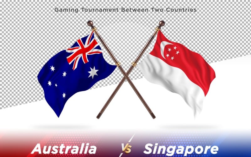 Australia versus Singapore Two Flags Illustration