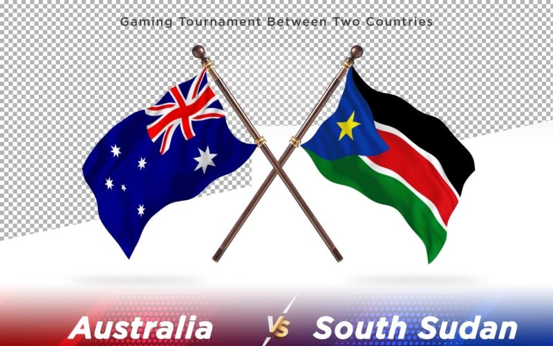 Australia versus south Sudan Two Flags Illustration