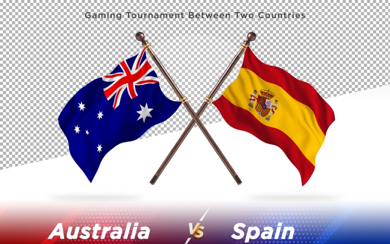 Australia versus Spain Two Flags Illustration