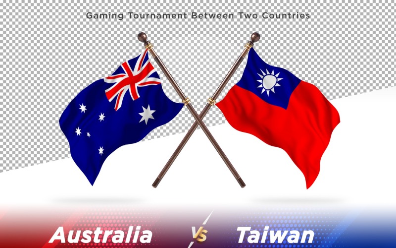 Australia versus Taiwan Two Flags Illustration