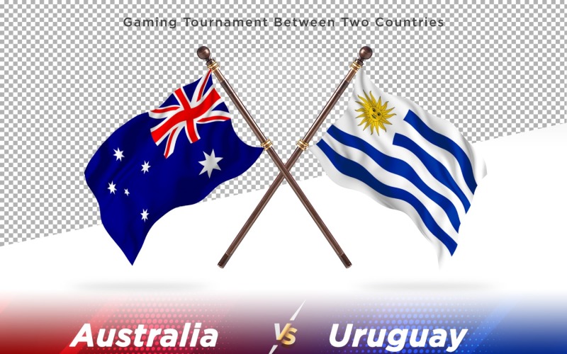 Australia versus Uruguay Two Flags Illustration