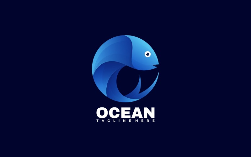 Ocean Fish Gradient Logo Style Logo Template
