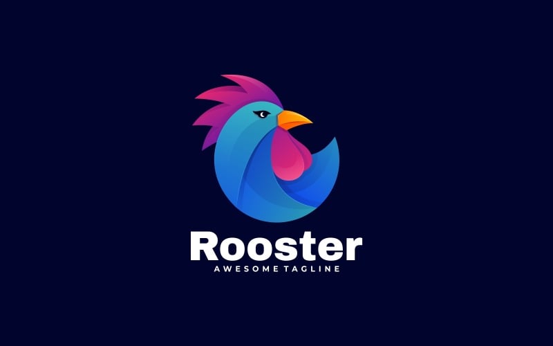 Rooster Gradient Color Logo Style Logo Template