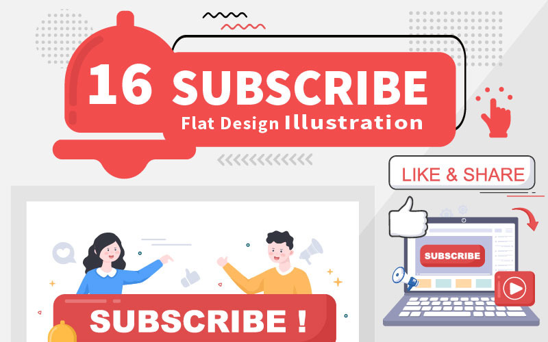 16 Subscribe Icon Button Vector Illustration