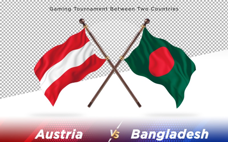 Austria versus Bangladesh Two Flags Illustration