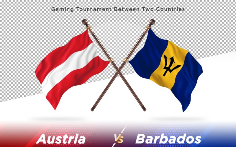 Austria versus Barbados Two Flags Illustration