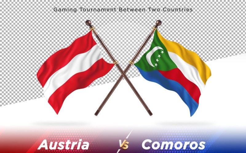Austria versus Comoros Two Flags Illustration