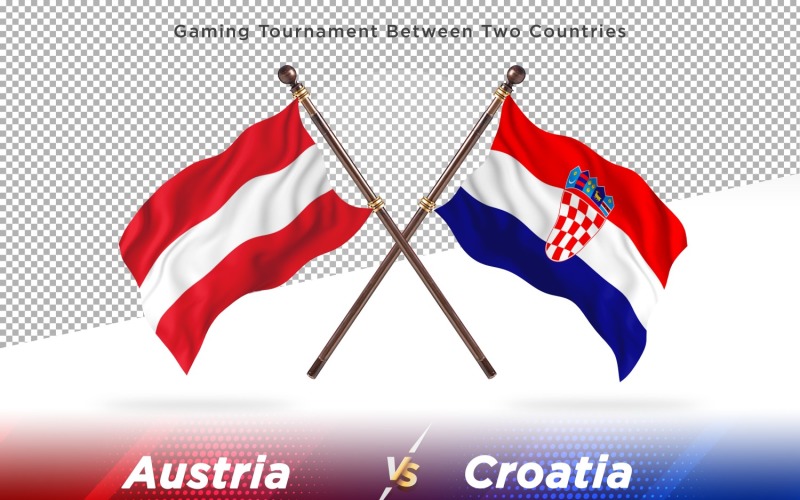 Austria versus Croatia Two Flags Illustration