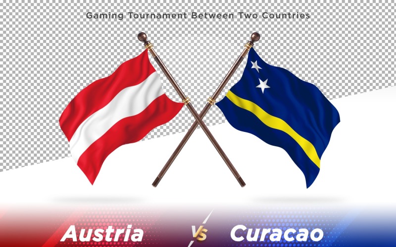Austria versus curacao Two Flags Illustration