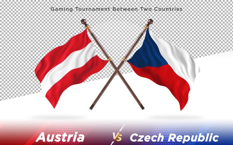 Austria versus Czech republic Two Flags Illustration
