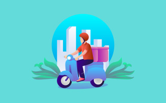 Delivery Man With Box Concept Illustration Vector