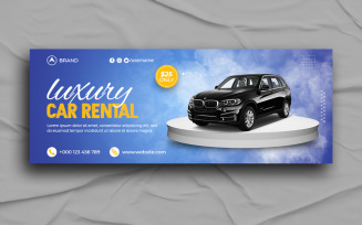 Rent A Car Facebook Cover or Web Banner design template