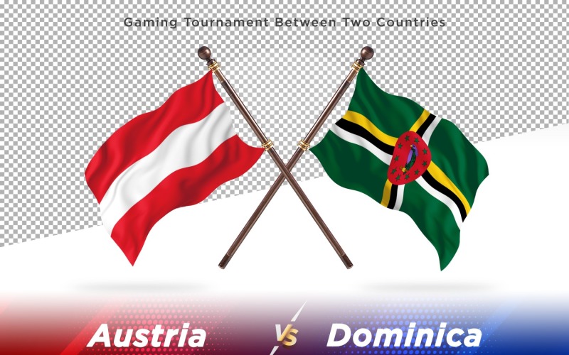 Austria versus Dominica Two Flags Illustration