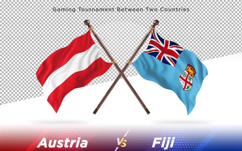 Austria versus Fiji Two Flags Illustration