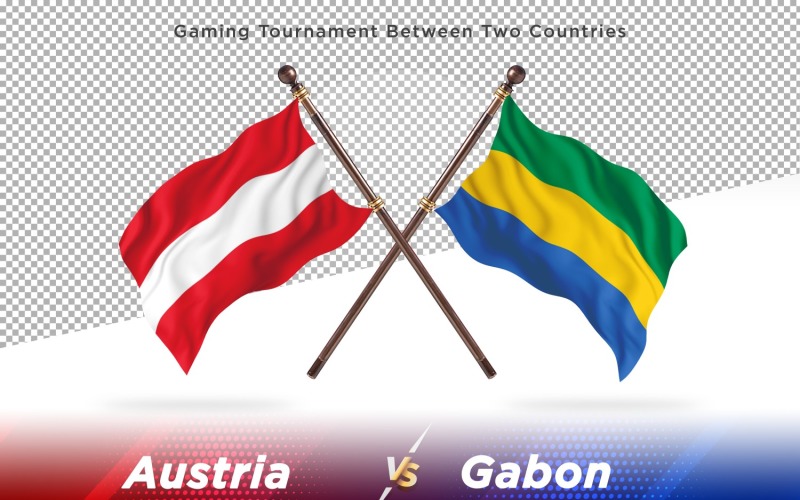 Austria versus Gabon Two Flags Illustration