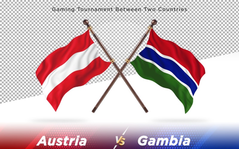 Austria versus Gambia Two Flags Illustration