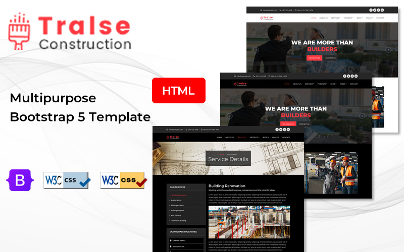 Tralse - Responsive Construction HTML5 Template Website Template