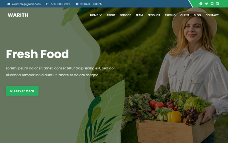 Warith - Organic Farm Html5 Landing Page Theme Landing Page Template