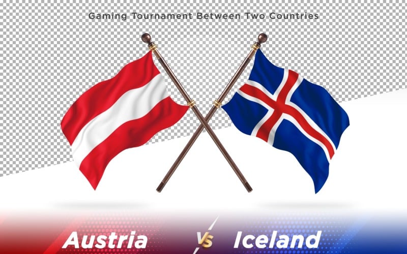 Austria versus Iceland Two Flags Illustration