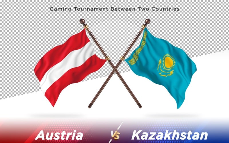 Austria versus Kazakhstan Two Flags Illustration