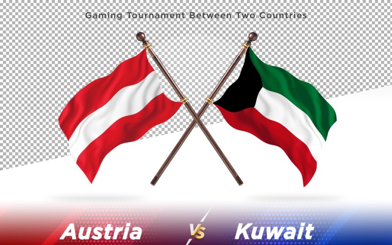 Austria versus Kuwait Two Flags Illustration